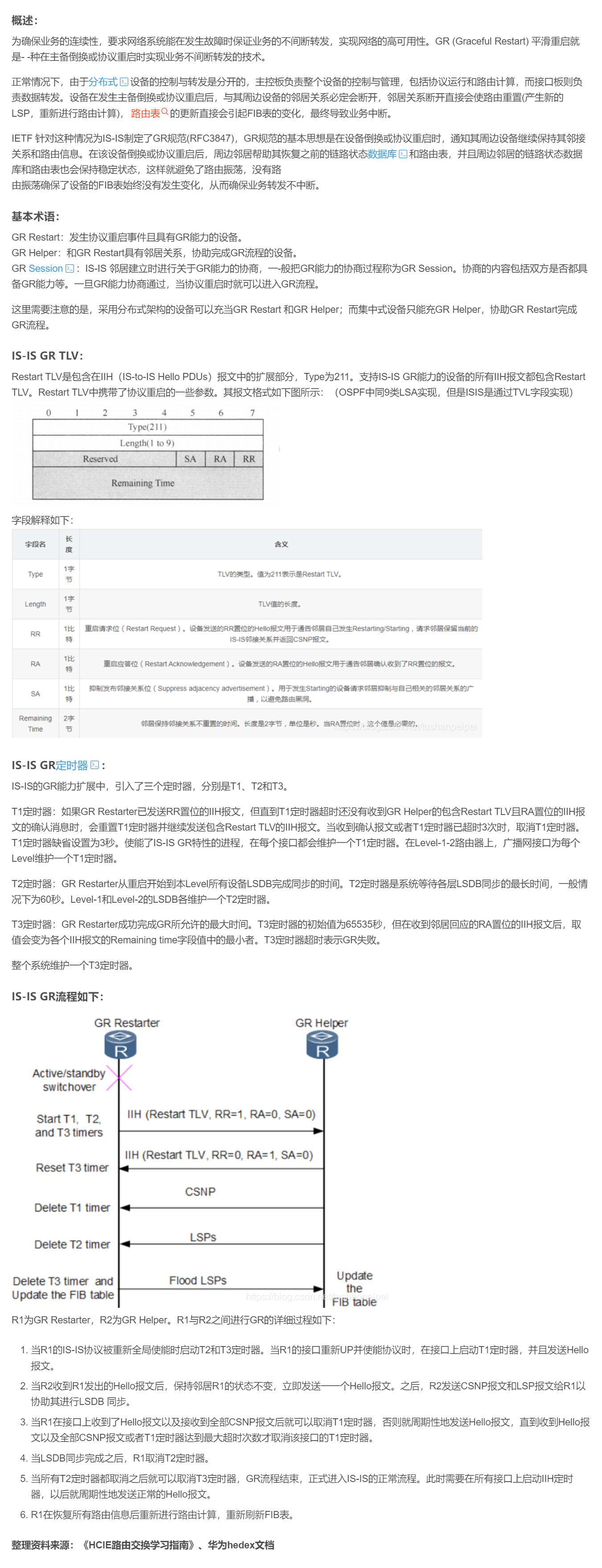 【转载】HCIE R&S 备考笔记 IS-IS GR(优雅重启)过程