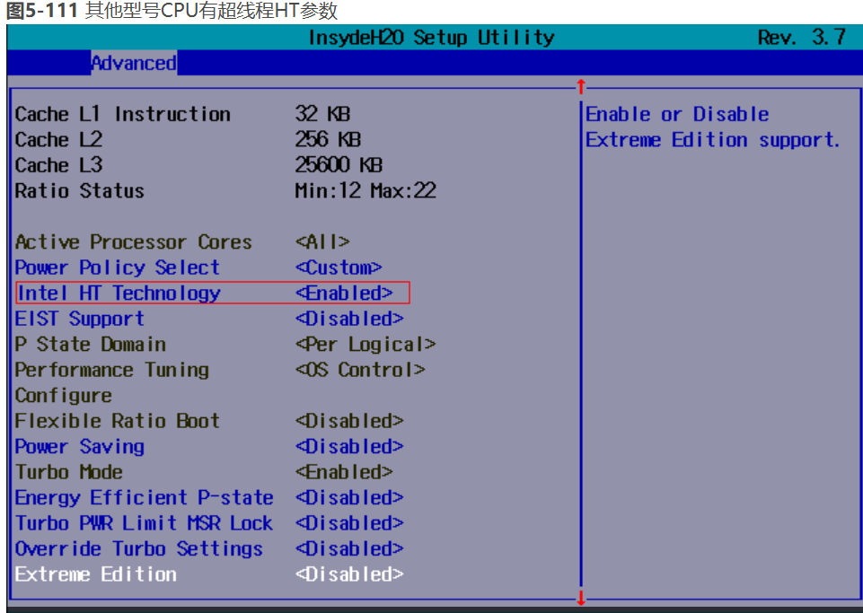 RH2288H V2 BIOS菜单无超线程参数案例