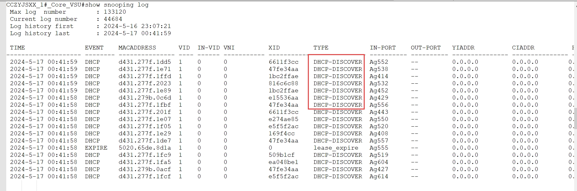 RG-N18E dhcp中继异常导致极光交换机无法获取ip地址