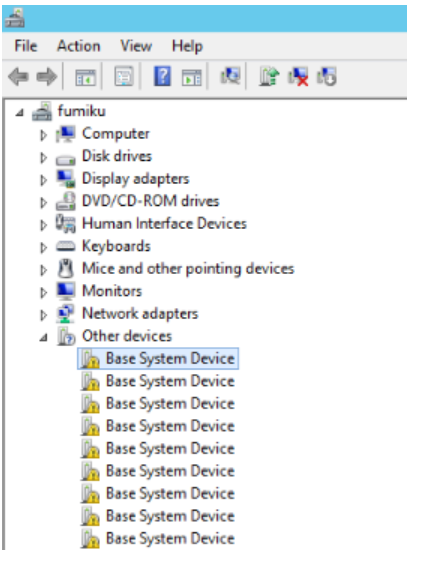 2288H V5服务器安装了windows 2012 R2，在OS下发现了一大批未知设备“base systm device