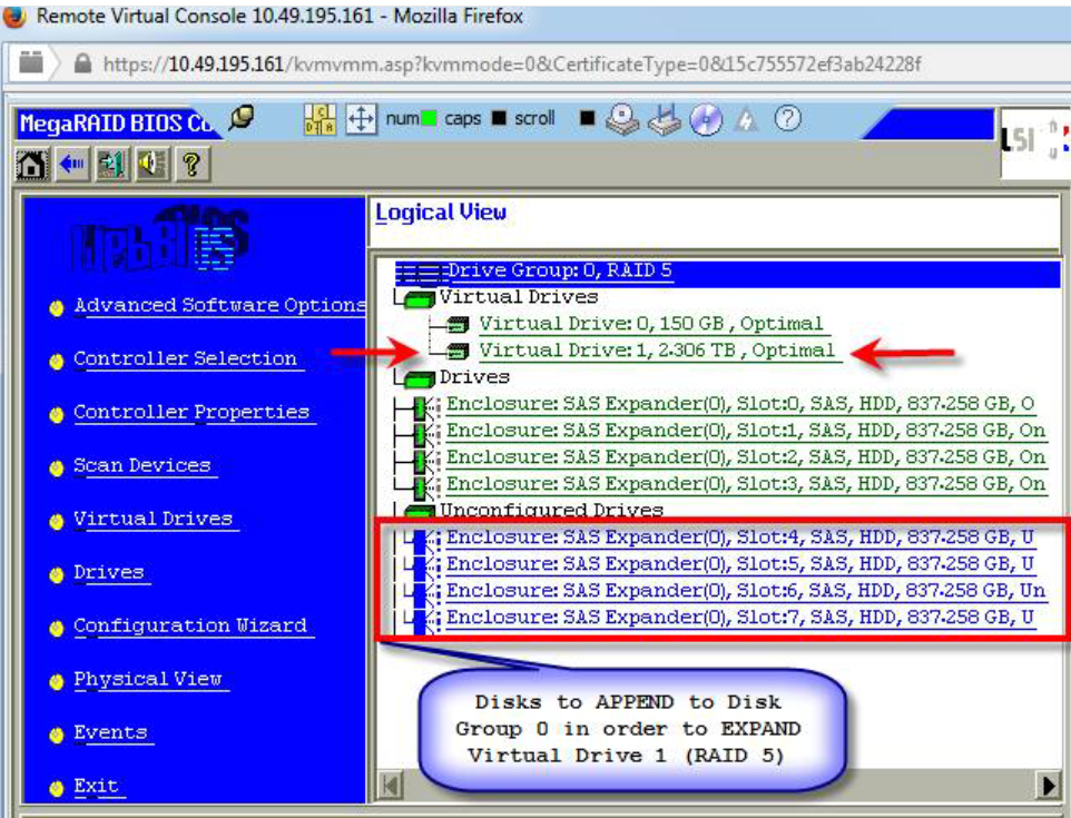 LSISAS2208 RAID卡在已存在的RAID组中增加新硬盘扩容失败案例