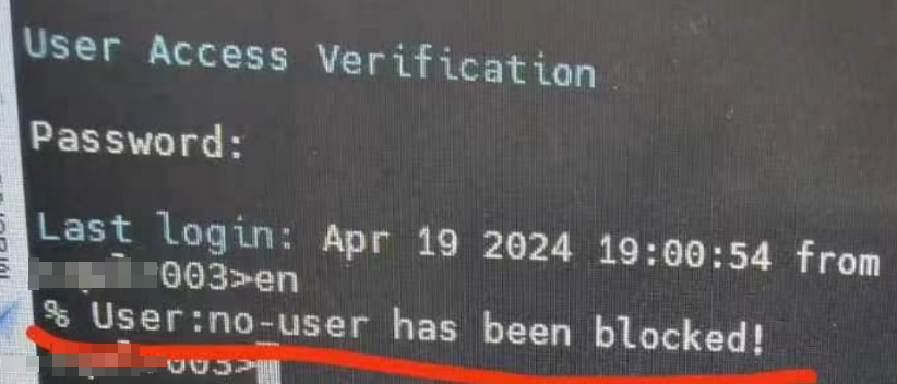 RG RSR20-XA ssh登入路由,输入enable提示“%user:no-user has been blocked”
