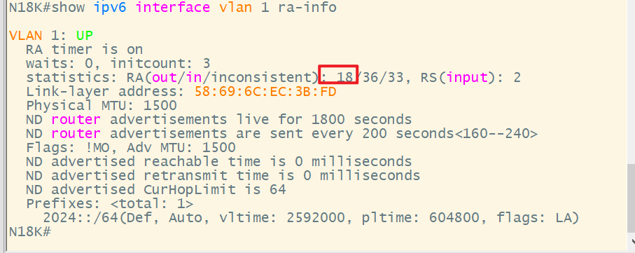 锐捷N18K 无状态IPv6获取不到地址