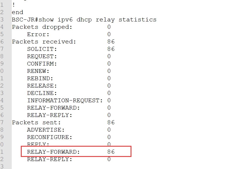 RG S2910E dhcpv6中继无法获取ipv6地址