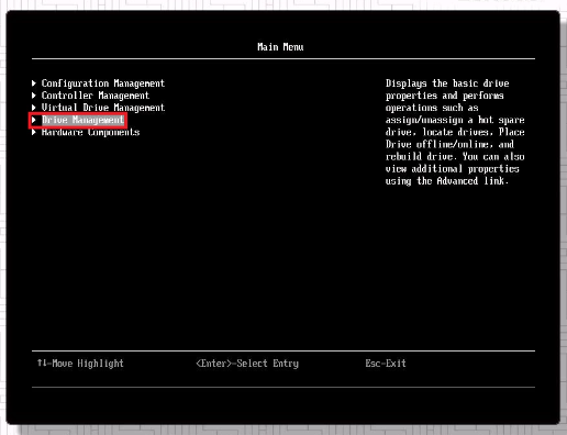 SR860打开RAID卡配置界面并查看硬盘状态
