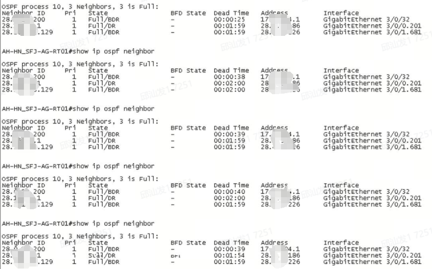 锐捷RSR7708-X ospfd导致CPU利用率为99%