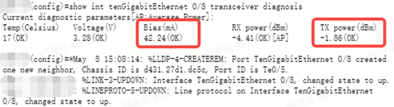 锐捷RSR30XA 光口突然起不来
