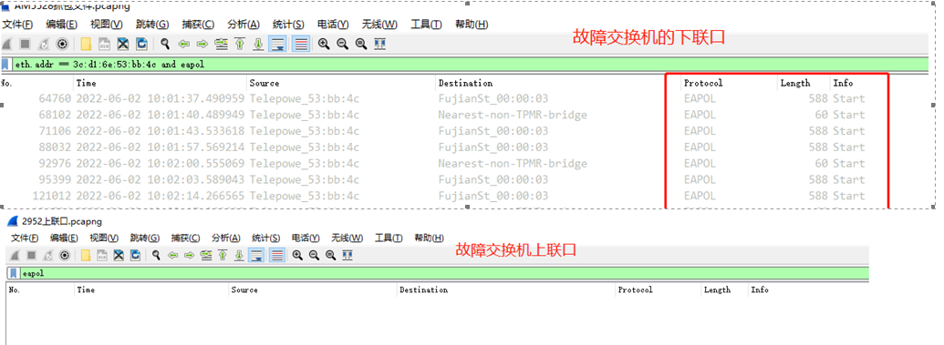 锐捷S2952G-E下联终端1X认证失败